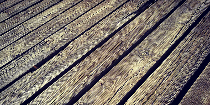 old faded wooden patio deck