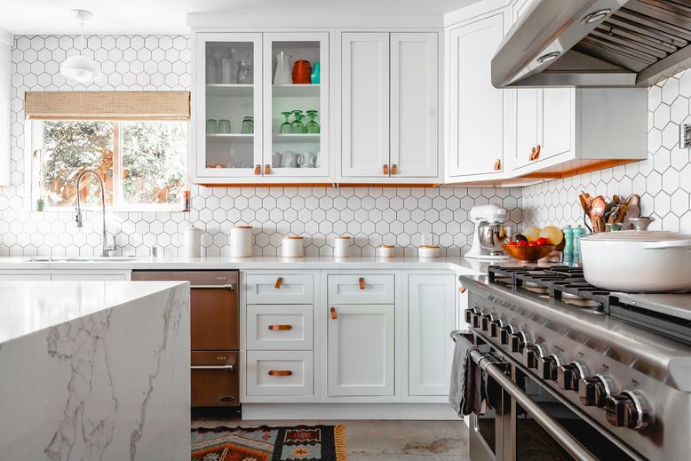 freshly painted tile in kitchen interior