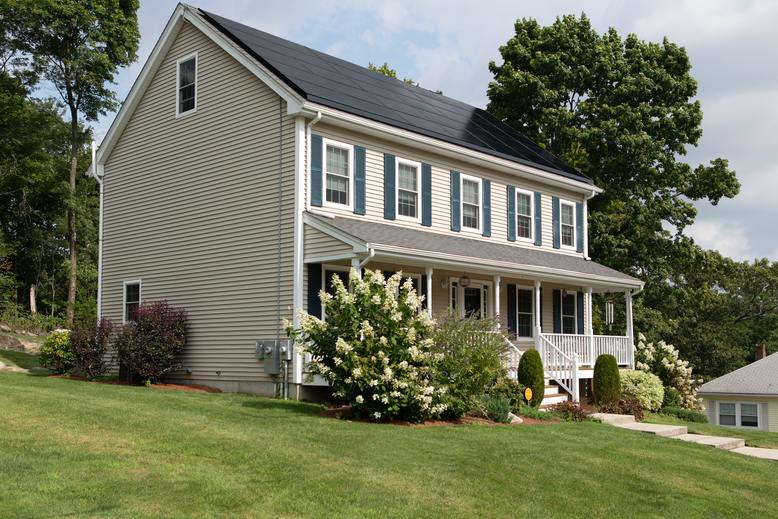 freshly painted home exterior in spring