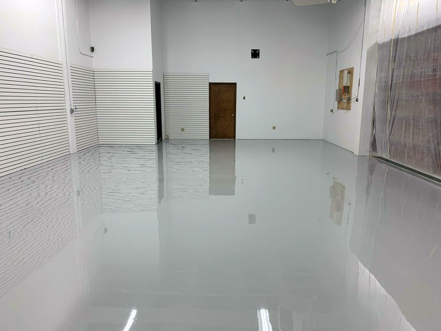 after commercial concrete flooring treatment applied