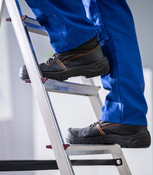 painter climbing ladder