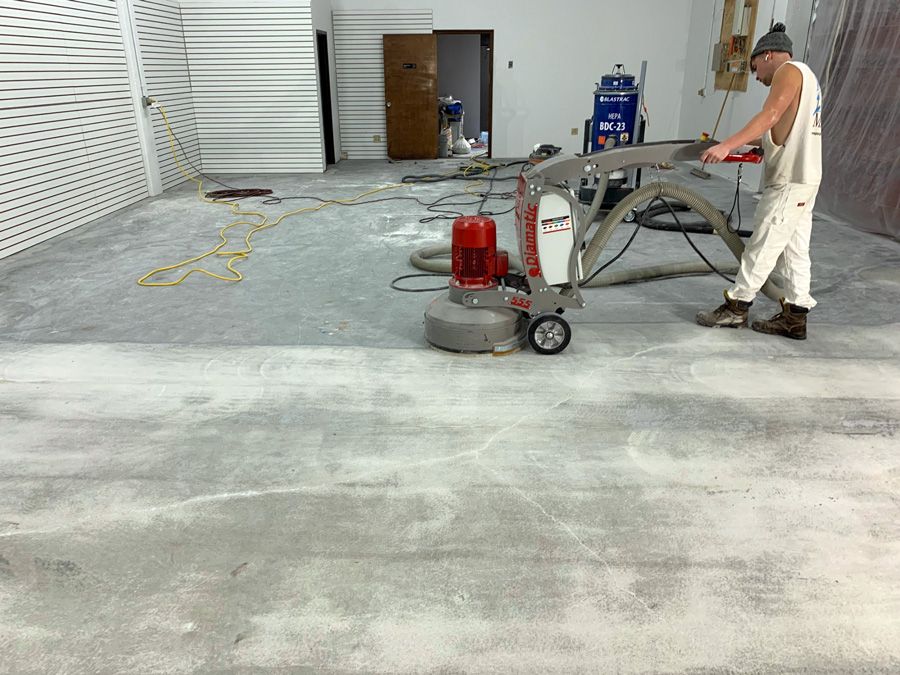 before commercial concrete flooring applied