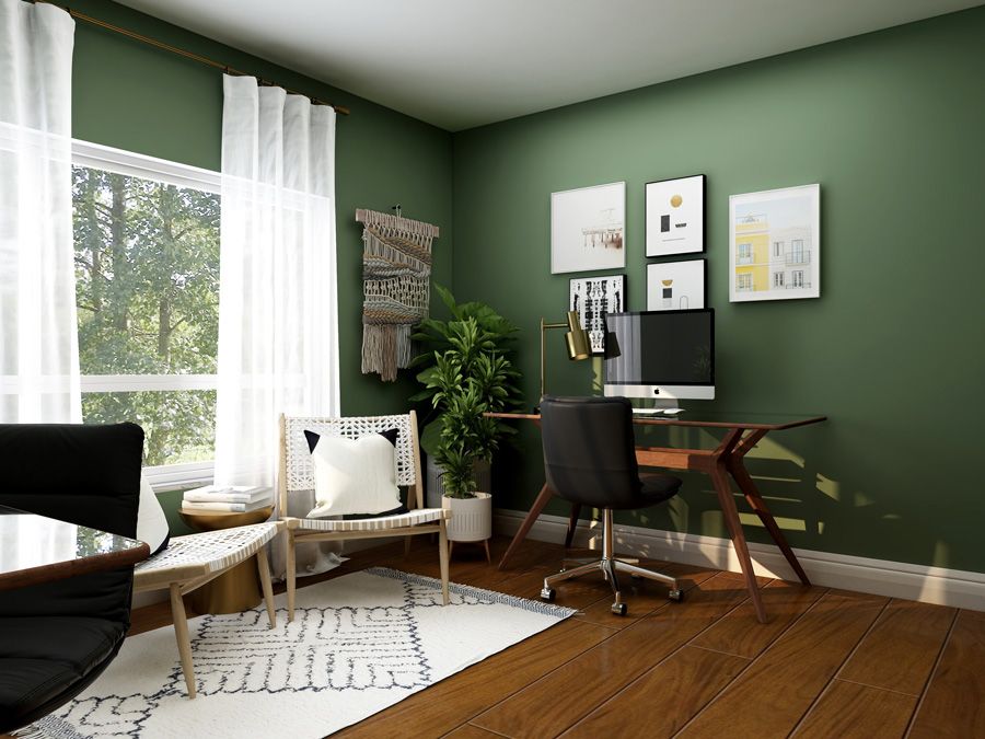 living room painted green